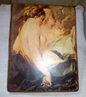 ANCIEN IMAGE COLLÉE SUR BOIS 2 FEMMES NUES DANS LE MEME LIT 30 X 23 Cm Be - Sonstige & Ohne Zuordnung