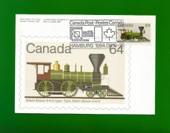 CANADA  1984 , Locomotive - Maximum Card - First Day Salon Der Philatelie Zum XIX. Weltpost-Kongress Hamburg - Maximumkaarten