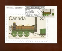 CANADA  1984 , Locomotive - Maximum Card - First Day Salon Der Philatelie Zum XIX. Weltpost-Kongress Hamburg - Maximumkaarten