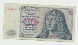Germany 10 Deutsche Mark 1977 AVF+  Banknote Pick 19 - 10 Deutsche Mark