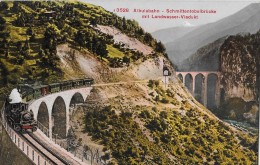 ALBULABAHN → Dampfzug Auf Der Schmittentobelbrücke Mit Landwasser-Viadukt, Ca.1910 - Schmitten