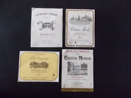 Lot 4 Etiquettes De Vin Chateau Musseau 1994 St Jean De La Vallée 1997 Chateau Moulis 1994 Fontagnac 1997 - Lots & Sammlungen