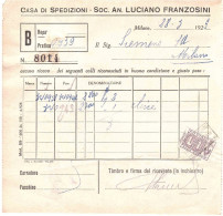 CASA DI SPEDIZIONE LUCIANO FRANZOSINI LIRE1 - Pacchi Postali