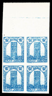 ** N°205, 30c Bleu Non Dentelé, Impression Recto Verso En Bloc De Quatre Bord De Feuille, SUP... - Andere & Zonder Classificatie