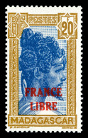 ** N°255A, 20F Bistre Et Bleu Surchargé 'FRANCE LIBRE', Fraîcheur Postale, SUP (signé... - Ongebruikt