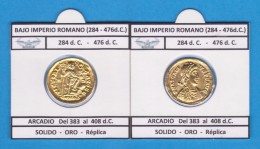 BAJO Imperio Romano ARCADIO Del 383 Al 408 D.C. SOLIDO ORO Réplica  SC T-DL-11.761 - Imitationen, Nachahmungen