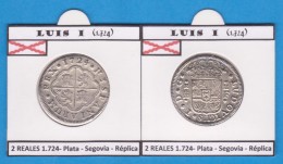 LUIS I 1.724 2 REALES 1.724 Plata Segovia Réplica  T-DL-11.792 - Valse Munten