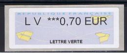 ATM,  LV 0.70 LETTRE VERTE, NABUCCO, WINCOR NIXDORF , N°33 Petits Coins Ronds, NOUVELLE VERSION DU 1 Er MAI 2016, - 2010-... Illustrated Franking Labels