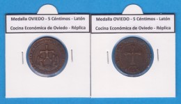 Medalla OVIEDO 5 Céntimos Laton Cocina Económica De Oviedo Réplica  T-DL-11.810 - Zona Republicana