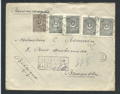 L Recom Affr 1p X4 + 25p De GALATA/1926 Pour Bruxelles - Covers & Documents