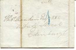Letter From Leith To Edinburgh 1.11.1848 With Nice BLUE 1d Postage Due Handstruck - ...-1840 Préphilatélie