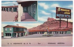 Rout 66, Brandin' Iron Motel Hotel, Motel, Kingman Arizona, Lodging, C1940s/50s Vintage Postcard - Route '66'