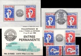 1982 Paris Philexfrance Marianne Frankreich 2343/4,ZD,Block 6 ** Plus O 52€ Stamp On Stamps M/s Philatelic Sheets FRANCE - Afgestempeld