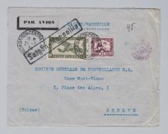 Asien Vietnam 1934-07-21 Saigon Cochinchine Flugpost Brief Nach Genève Violett Stempel "Controle Affr. Avion" - Covers & Documents