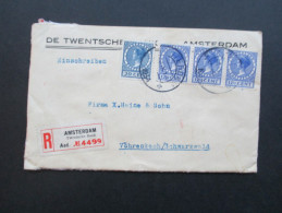 Niederlande Einschreiben 5 Fach Gesiegelt!! Amsterdam Twentsche Bank Asd. No 4499. Interessanter Beleg!! - Lettres & Documents