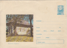 43572- HUMOR MONASTERY, ARCHITECTURE, COVER STATIONERY, 1977, ROMANIA - Abbayes & Monastères