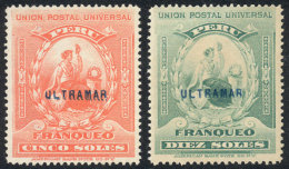 Scott 158/159, 1899 5S. And 10S., Both With Blue "ULTRAMAR" Overprint, Possibly From The Archive Of Specimens Sent... - Peru