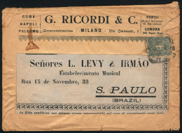 Cover That Contained Printed Matter Sent From Milano To Sao Paulo (Brazil) In 1907, Franked With 5c., Defects, Good... - Andere & Zonder Classificatie