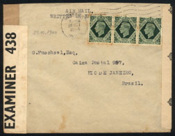 Airmail Cover Sent From Westford To Rio De Janeiro On 23/OC/1944, Double Censorship - Andere & Zonder Classificatie