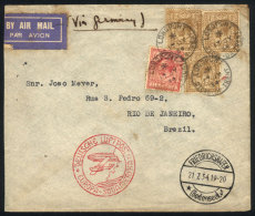 ZEPPELIN: Cover Sent From Longport To Rio De Janeiro On 17/JUL/1934, Transit Mark Of Friedrichshafen 21/JUL, With... - Andere & Zonder Classificatie