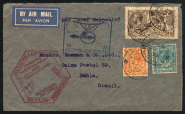 ZEPPELIN: Cover Sent From London To Bahia (Brazil) On 30/JUN/1933, Special Handstamps (3 Different) On Front And... - Andere & Zonder Classificatie