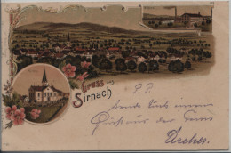 Sirnach, Gruss Aus - Kirche, Weberei, Generalansicht - Farbige Litho - Sirnach