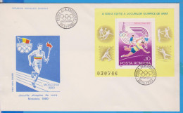 MOSCOW SUMMER OLYMPICS HANDBALL  ROMANIA FDC - FDC