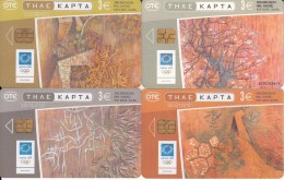 GREECE - Set Of 4 Cards, Four Seasons, Painting/Ghikas, 02/04, Used - Saisons