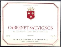 277 - Cabernet Sauvignon - Appellation Bergerac Contrôlée - Mis En Bouteille à La Propriété Par 24 R 023 à 24240 - Bergerac