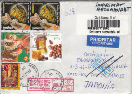 PAINTED EASTER EGGS, DRAGON, HEALTHY FOOD, JESUS ICON, STAMPS ON REGISTERED COVER, 2014, ROMANIA - Brieven En Documenten