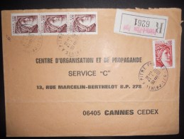 Guadeloupe , Lettre Recommande De Pointe A Pitre 1981 Pour Cannes - Briefe U. Dokumente