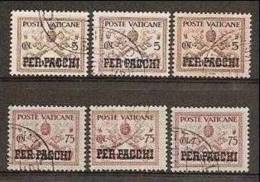 1931 Vaticano Vatican PACCHI POSTALI 6 Valori: 5c + 75c (x3) Usati USED - Postpakketten