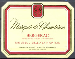 154 - Bergerac - Marquis De Chamterac - Mis En Bouteille à La Propriété - Cave De Montbazillac A.U.C.V.D. 24240 - Bergerac