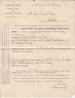 OFFICIAL LETTER FROM THE CHAMBER FOR GRAINS AND SEEDS-ANVERS, 1909, BELGIUM - Landbouw