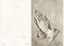 CPA FUNERALS, DEATH ANNOUNCEMENT, PRAYING HANDS, 2 PARTS FOLDED - Funeral