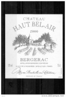 -  Bergerac - Chateau Haut Bel Air 2000 - Bergerac