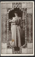 Postcard With 1908 Year Calendar - Cartolina Con Calendario Del 1908 - Kleinformat : 1901-20