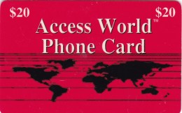 United States, PRE-US-1629B, $20, Access World Phone Card (red), 2 Scans. - AT&T