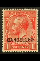 1912 1d Bright Scarlet, SG 357, An Attractive Example Bearing A Type 24 "CANCELLED" Overprint, Spec Cat N16w, Very... - Unclassified