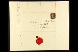 1840 (11 Oct) Entire Letter Bearing Damaged 1d Black, SG 2, Tied By Red Maltese Cross Postmark, With Dated Mark On... - Unclassified