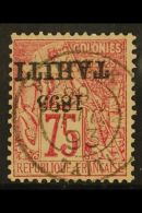 TAHITI 1893 (Aug) 75c Rose With OVERPRINT INVERTED, SG 42a (Yvert 29b), Very Fine Used. For More Images, Please... - Other & Unclassified