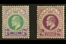 NATAL 1902-03 (wmk Crown CA) 2s & 2s6d, SG 137/38, VFM. (2) For More Images, Please Visit... - Sin Clasificación