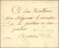 66 / Wesserling / THANN Sur Lettre En Franchise Pour Le Ministre De La Justice à Paris. 1824. (cote : 550).... - Otros & Sin Clasificación