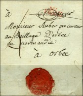 FRANC Couronné Rouge (21 Mm) Sur Lettre Sans Texte Adressée à Orbec, Au Verso Beau Cachet De... - Otros & Sin Clasificación