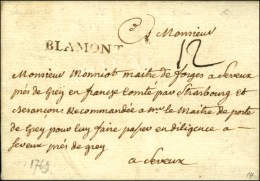 BLAMONT Sur Lettre Avec Texte Daté Le 1er Avril 1769. - TB / SUP. - 1701-1800: Precursores XVIII