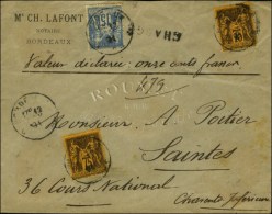 Càd BORDEAUX / N° 90 + 99 (2) Sur Lettre Chargée Au 2ème échelon. 1891. - TB. - 1876-1878 Sage (Type I)