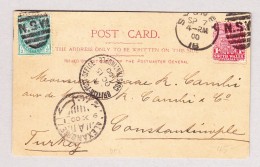 Australien NSW 7.9.1900 Sydney AK Sydney Harbor Nach Constantinople Turkey (British Post Office) Via Alexandria Suez - Lettres & Documents