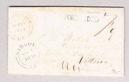 Kanada 30.10.1843 Niagara Rot Vorphila Brief Nach Simcoe Weitergeleitet  (Forwarded Langstempel) Nach Vittoria - ...-1851 Prephilately