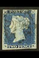 1840 2d Blue "NK" Plate 1, SG 5, Very Fine Used With 4 Margins & Black Maltese Cross Cancellation For More... - Other & Unclassified