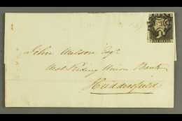 1840 1d Black 'TL' Plate 4, SG 2, With 3 Margins, Tied To 14 July 1841 Letter Sheet Sent From Wakefield To... - Unclassified